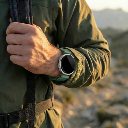 Samsung Galaxy Watch 8 Classic Outdoor Nylon Strap with P-Buckle (Green with Black)