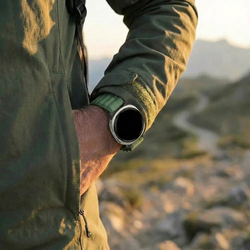 Samsung Galaxy Watch 8 Classic Outdoor Nylon Strap with P-Buckle (Green with Black)