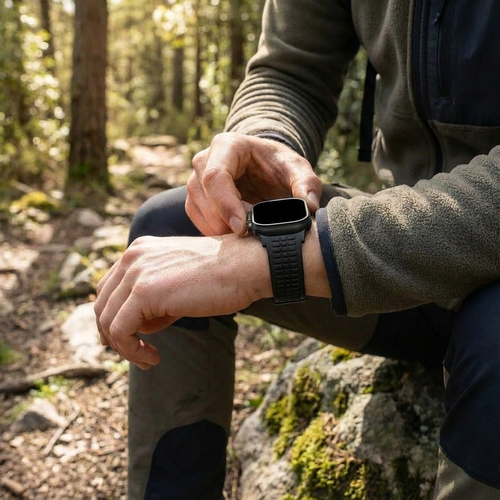 Premium Silicone Strap, black, lifestyle photo