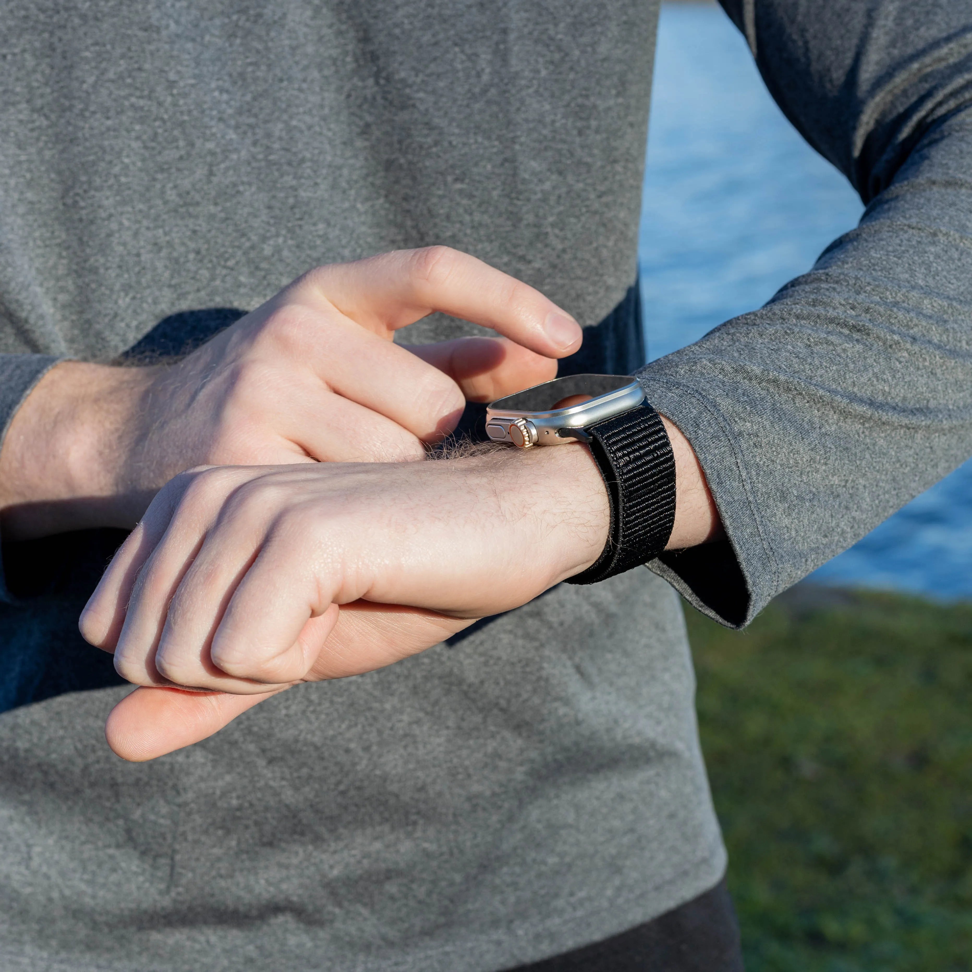 Bandz Correa nylon 'clásico' con P-buckle Apple Watch (negra)