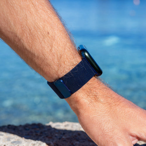 Milanese Strap, blue, lifestyle photo