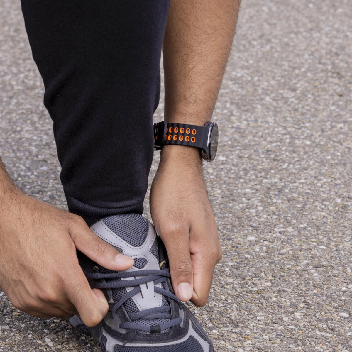 Silicone Ocean Strap, black/orange, lifestyle photo