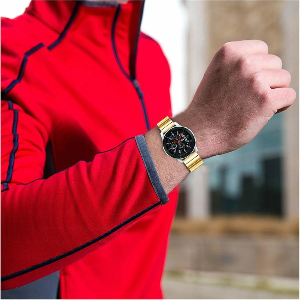Premium Metal Strap, gold, lifestyle photo