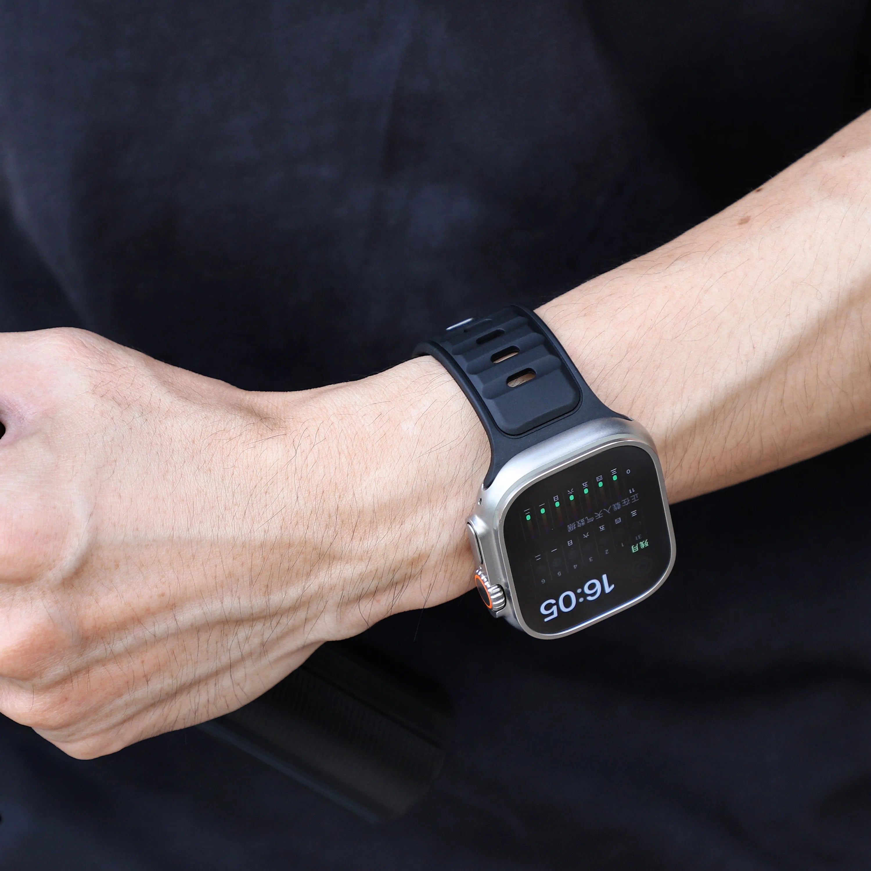 Correa de silicona premium outdoor Apple Watch (negra/negra)