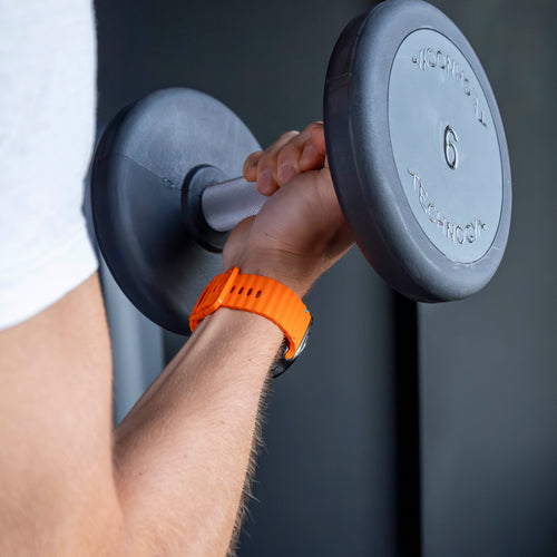 Wave Silicone Strap, orange, lifestyle photo