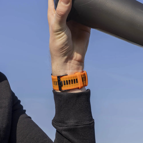 Silicone Sport Buckle Strap, orange/black, lifestyle photo