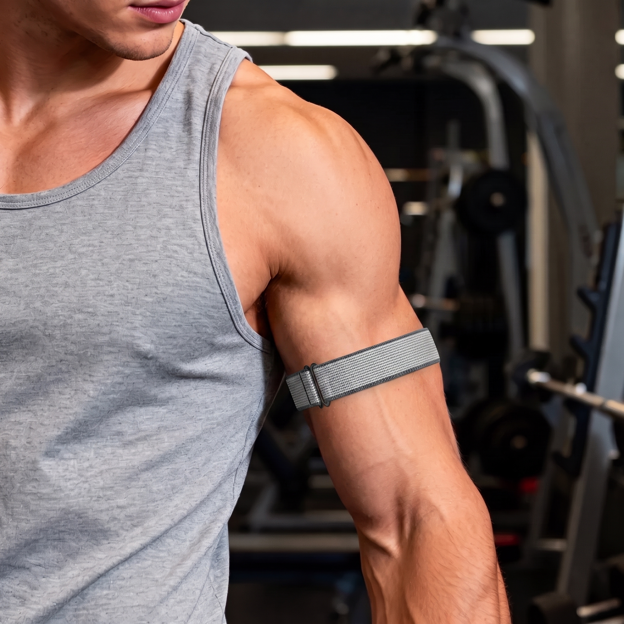 Bandz Correa nylon para bíceps Garmin Cirqa (gris/blanco)