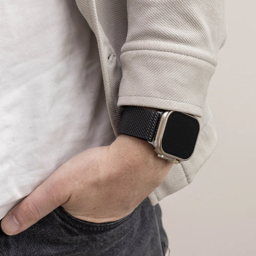 Titanium Milanese Strap, black, lifestyle photo