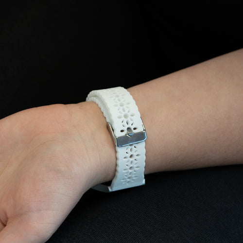 Bandz Amazfit Active 3 Premium Patterned Silicone Strap (White)