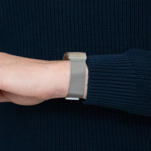 Bandz Fitbit Charge 4 Milanese Loop Strap (Silver)