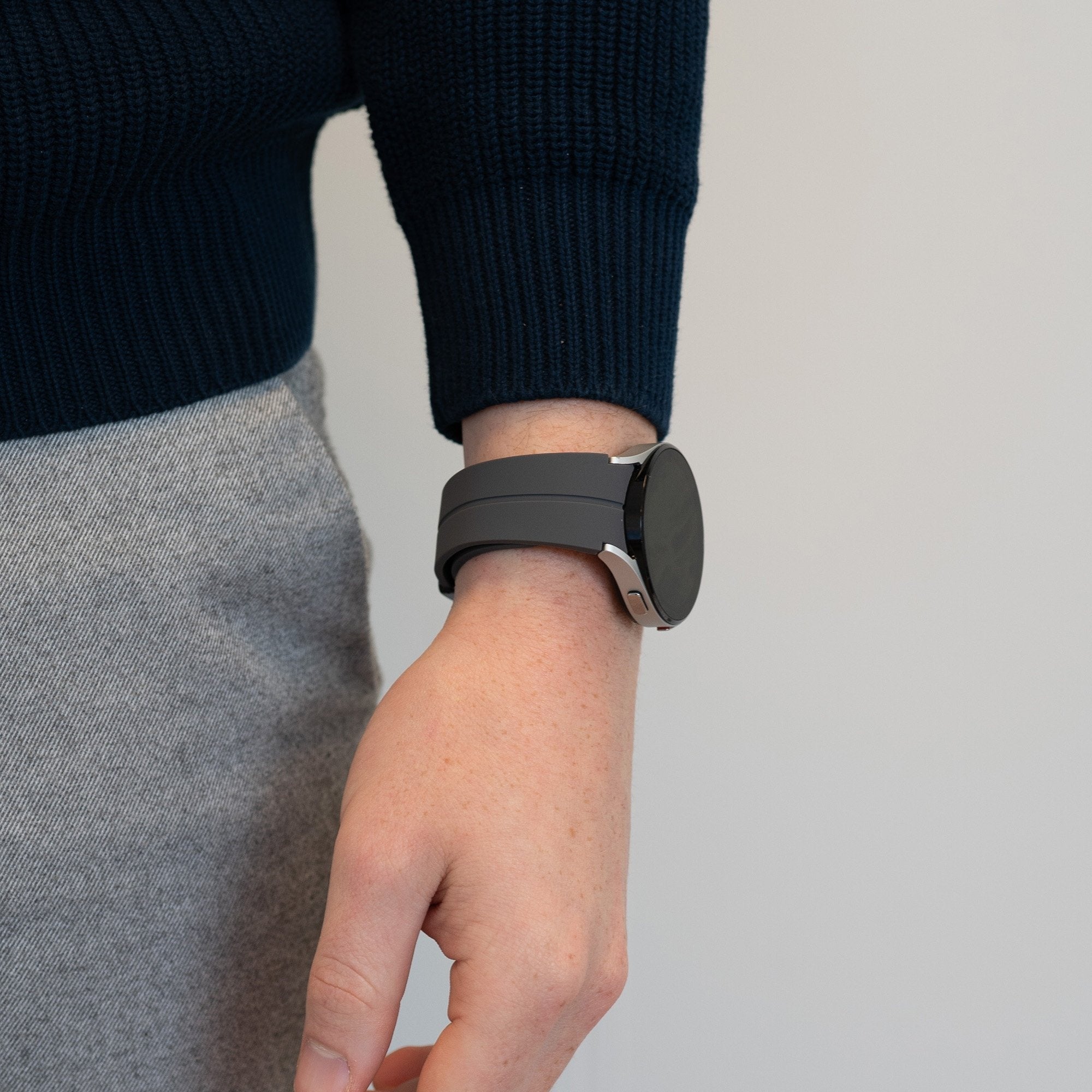D-Buckle Silicone Strap, dark grey, lifestyle photo