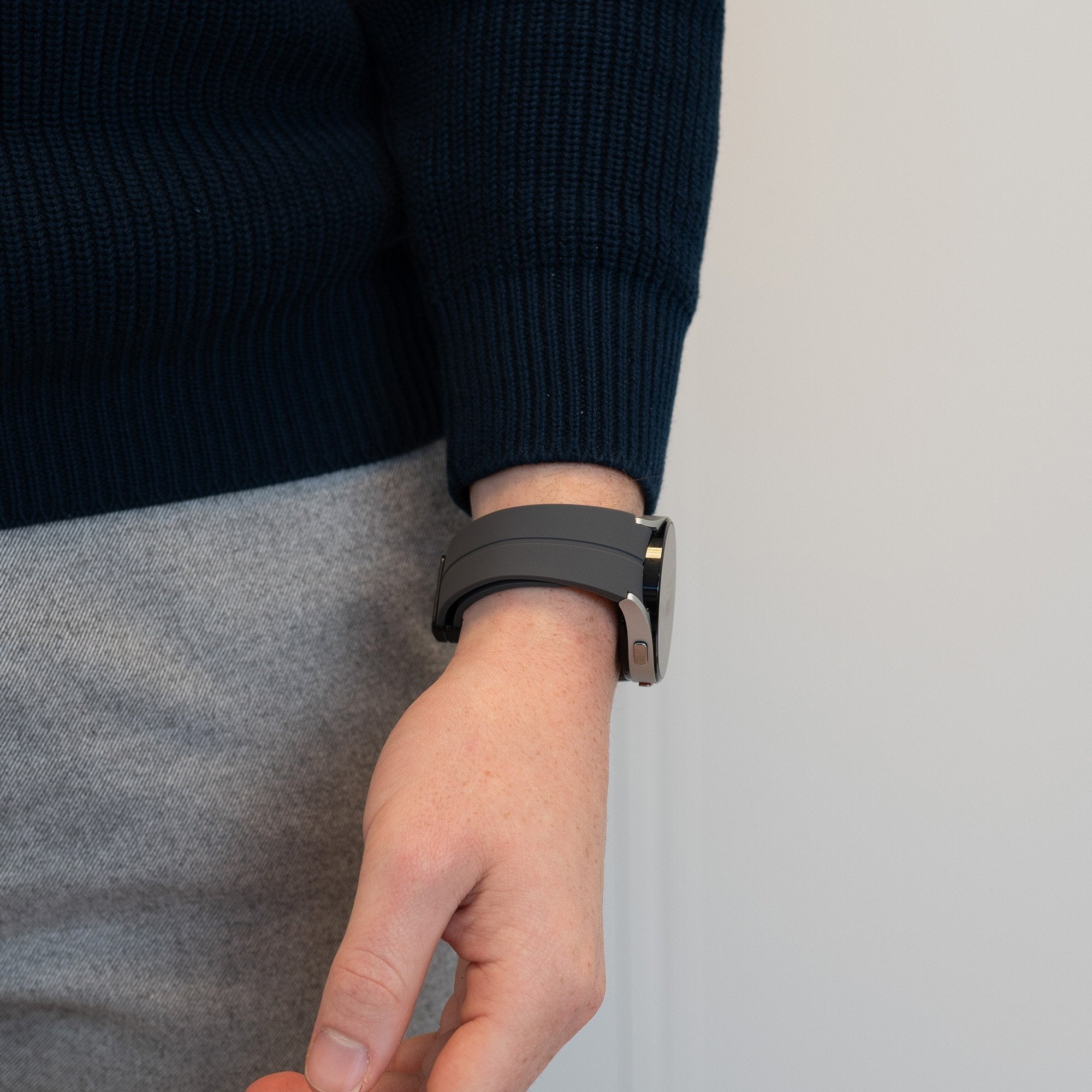 D-Buckle Silicone Strap, dark grey, lifestyle photo