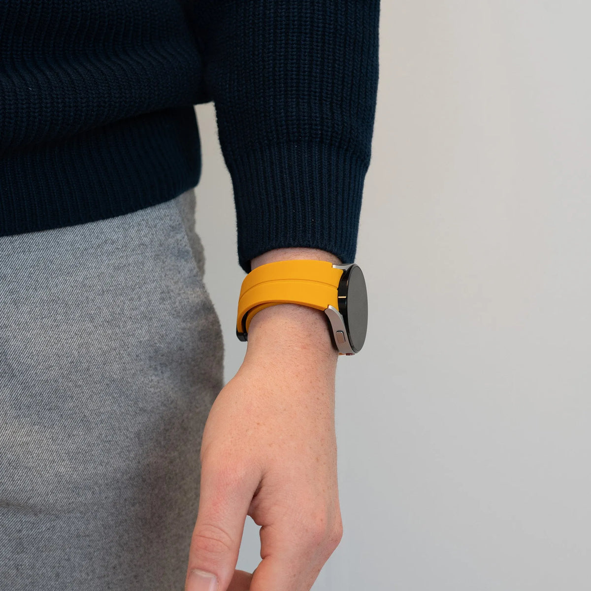 D-Buckle Silicone Strap, yellow, lifestyle photo