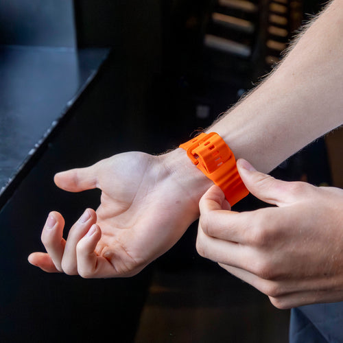 Wave Silicone Strap, orange, lifestyle photo