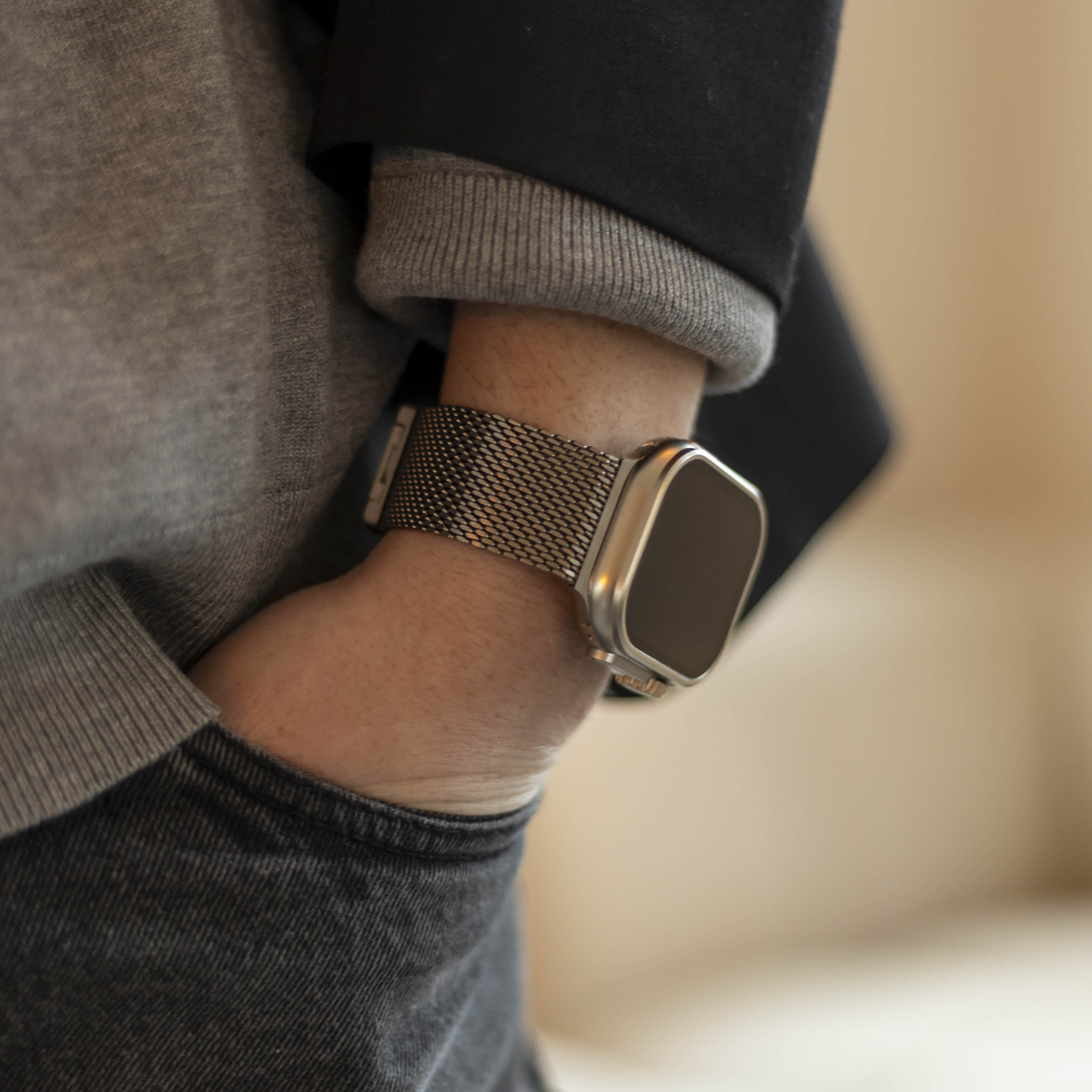 Bandz Correa milanesa Loop con hebilla-P Apple Watch Ultra (plata)