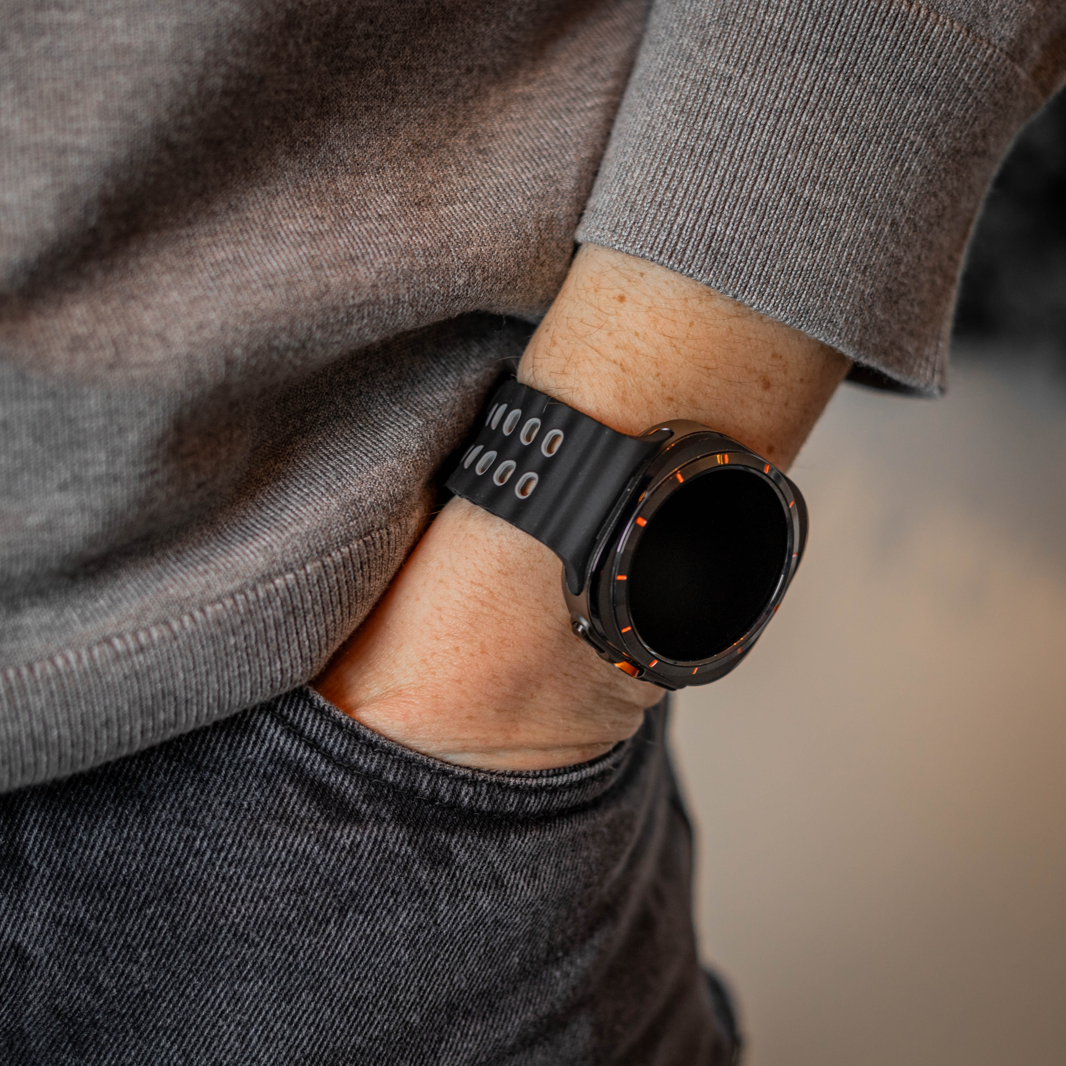 Correa silicona ondulada duo Samsung Galaxy Watch Ultra 2 (negro/gris)