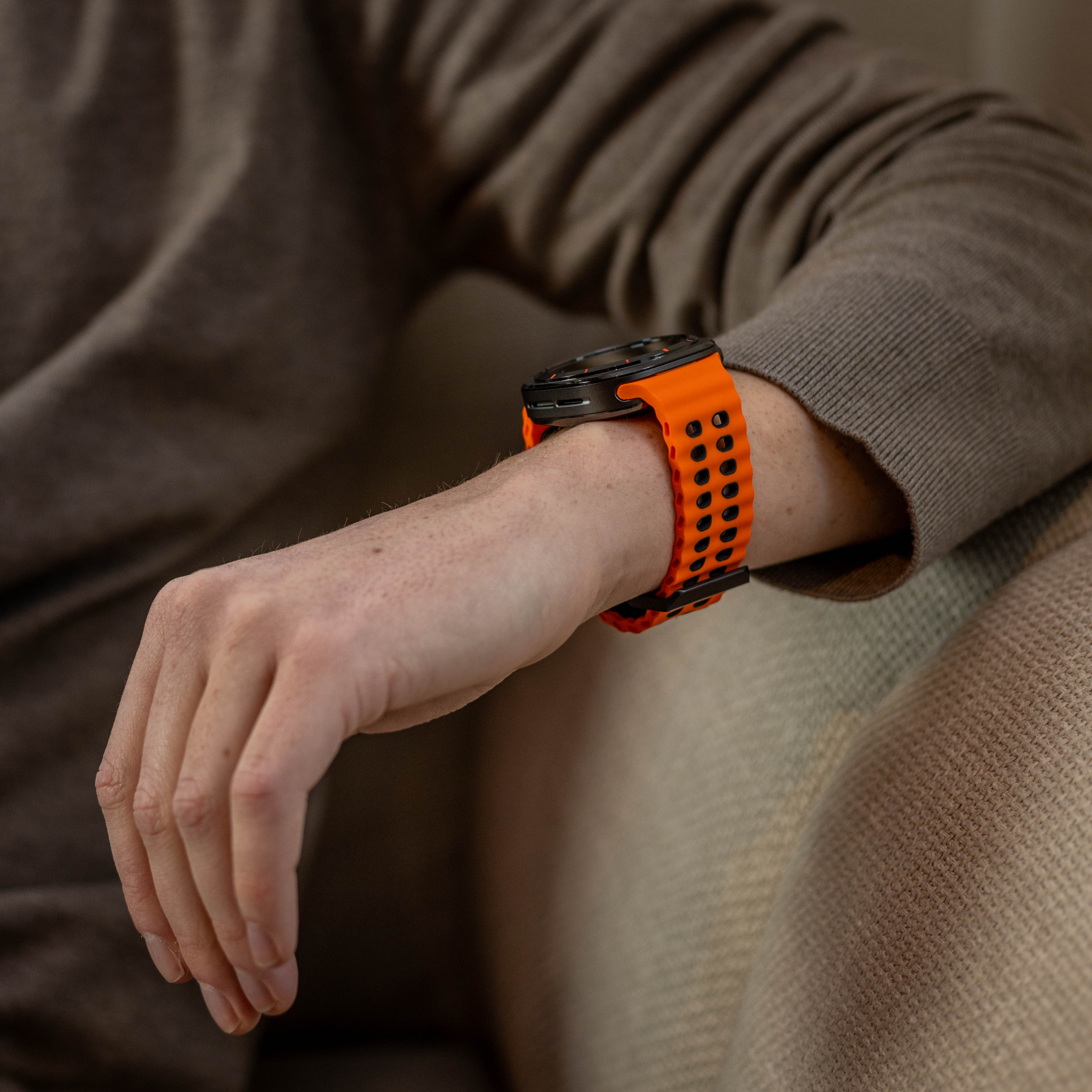 Samsung Galaxy Watch Ultra 2 Wave Silicone Strap Duo (Orange/Black)