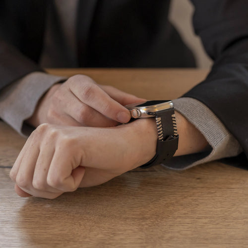 Stitched Leather Strap, black, lifestyle photo