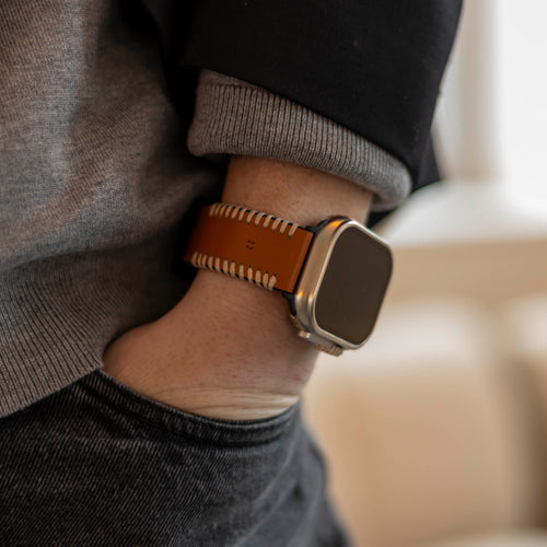 Stitched Leather Strap, brown, lifestyle photo