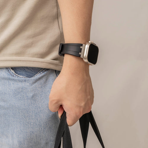 Bandz Correa silicona 'Luxe Liquid' Apple Watch Ultra (negro con plata)