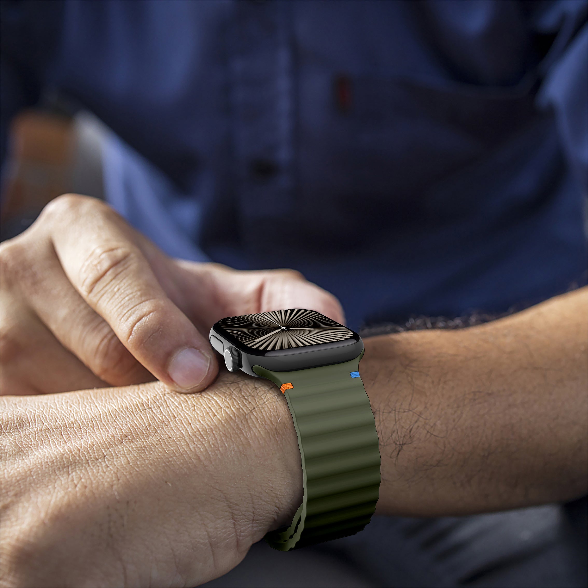 Correa ondulada Apple Watch Ultra (verde oscuro)