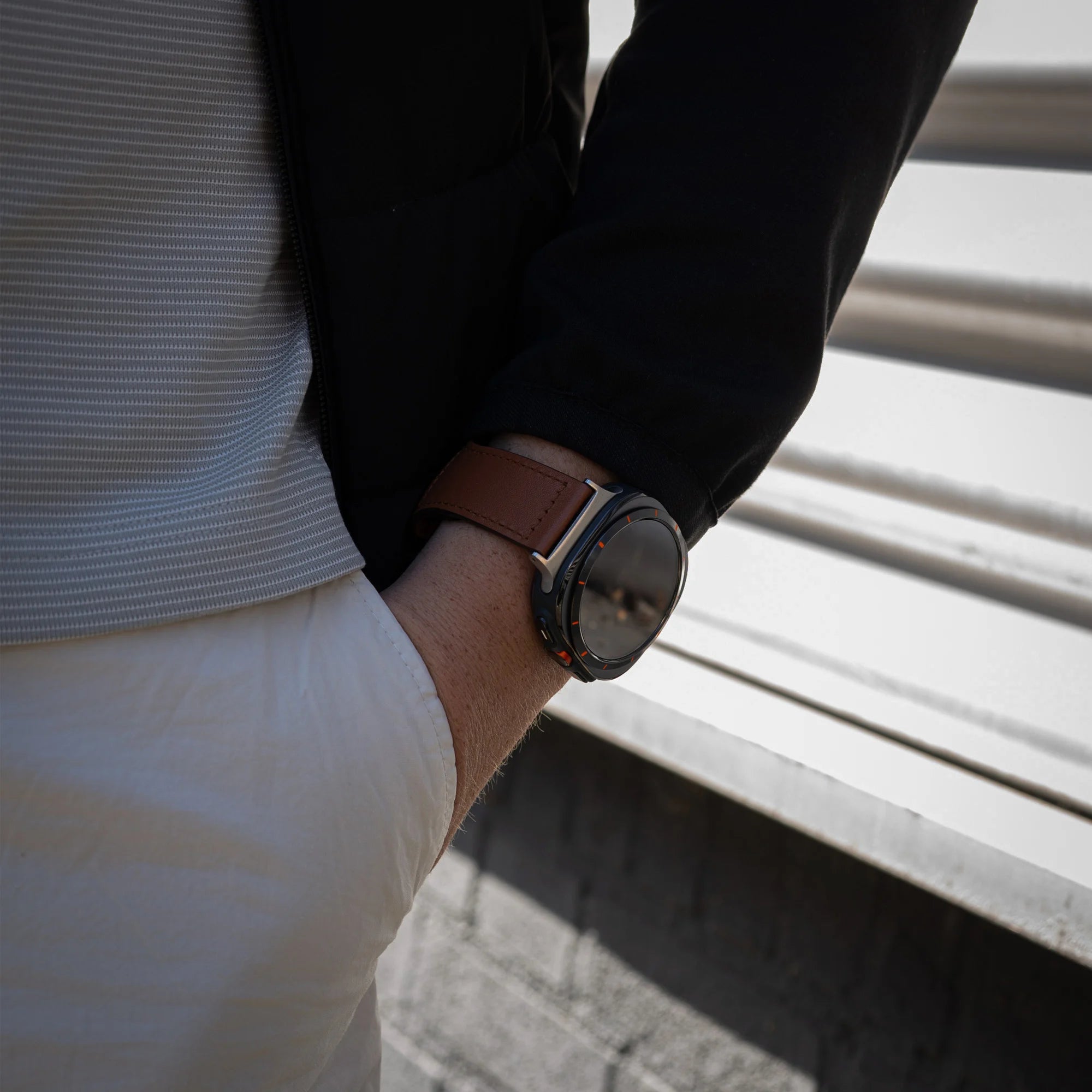 Correa cuero con cierre de presión Samsung Galaxy Watch Ultra 2 (marrón)
