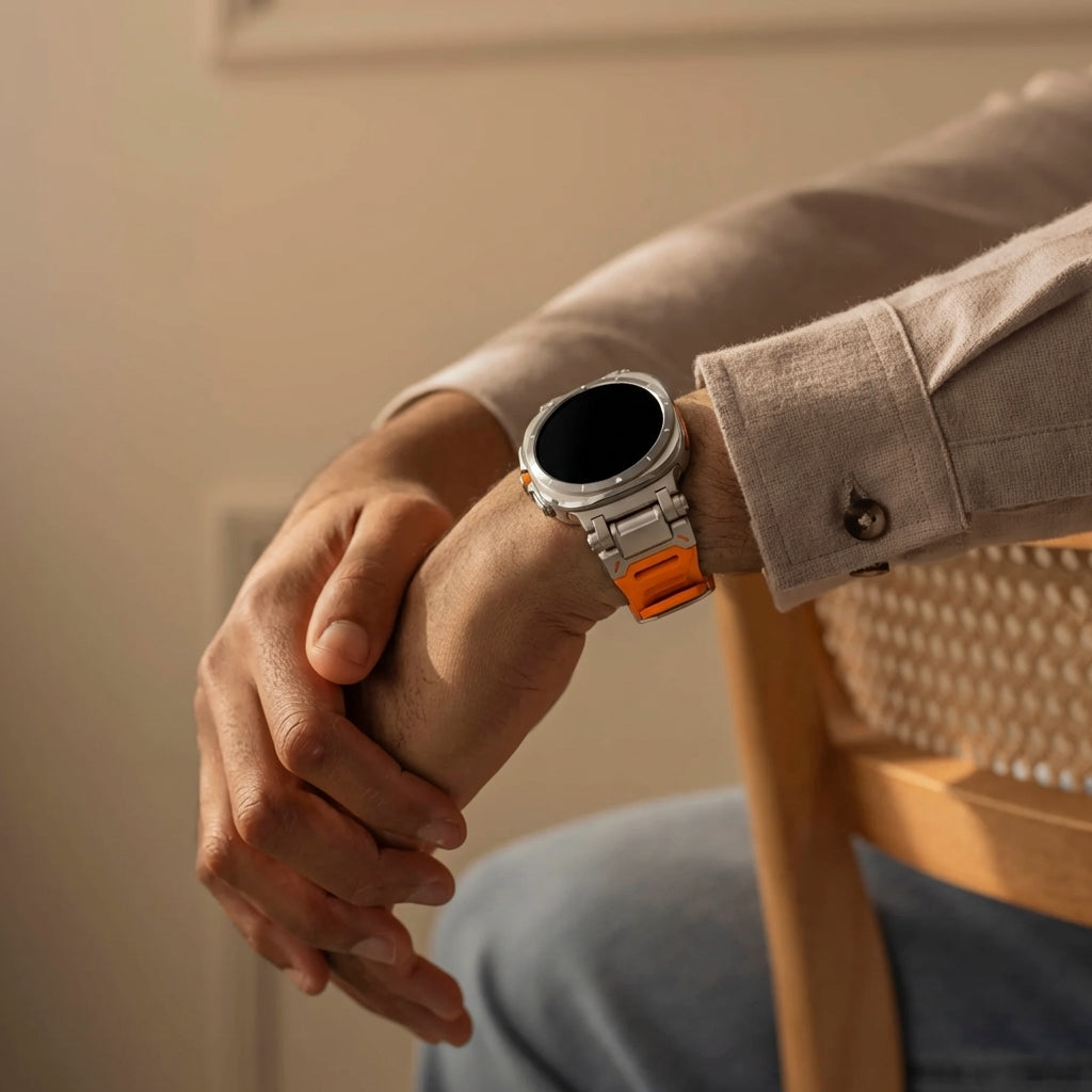 Samsung Galaxy Watch Ultra 'Explorer' TPU Strap (Orange with Titanium)