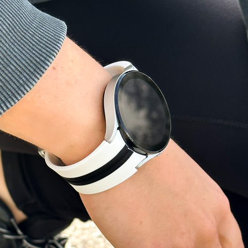 Silicone Magnetic Sport Strap, white/black, lifestyle photo