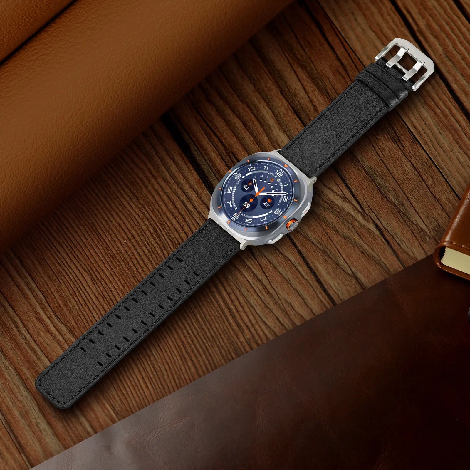 Correa cuero con doble pasador Samsung Galaxy Watch Ultra 2 (negro)