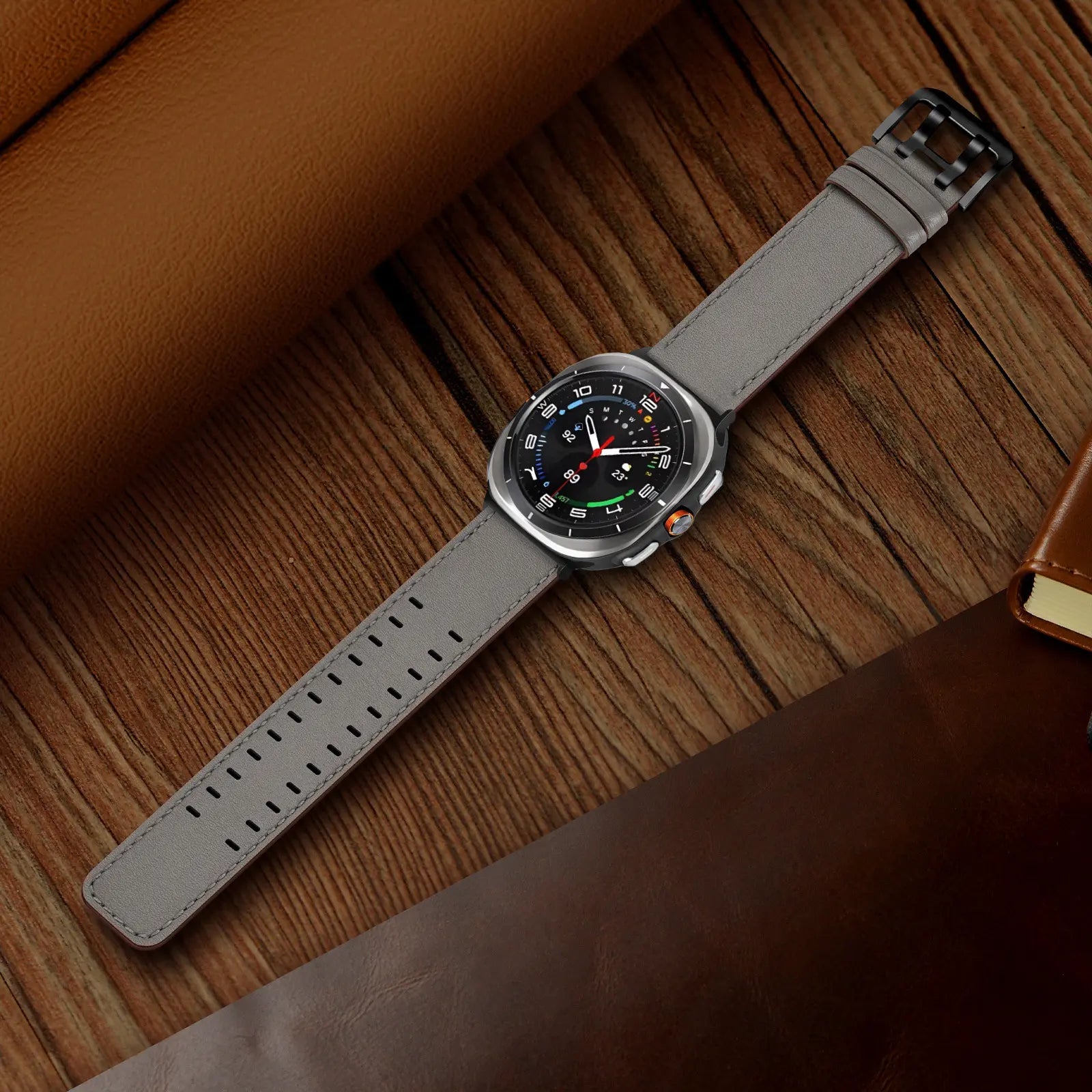 Samsung Galaxy Watch Ultra Double Pin Leather Strap (Grey)