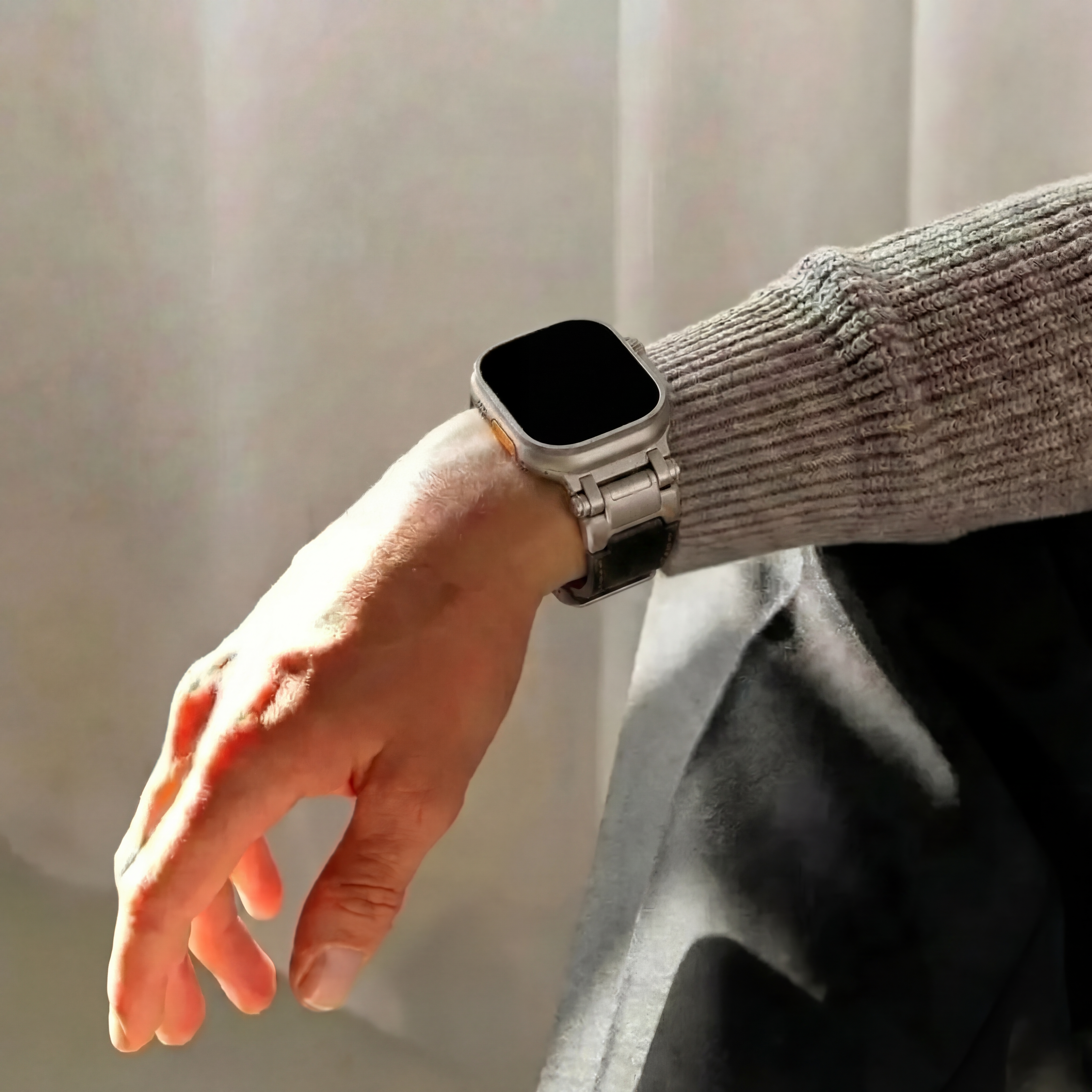 Bandz Correa cuero 'Explorer' Apple Watch Ultra (negro)
