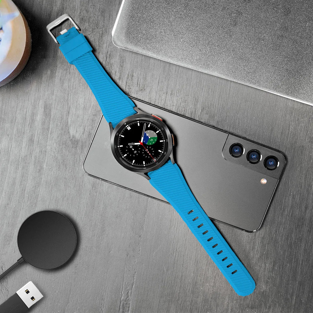 Coros Pace 2 Twill Silicone Strap (Light Blue)