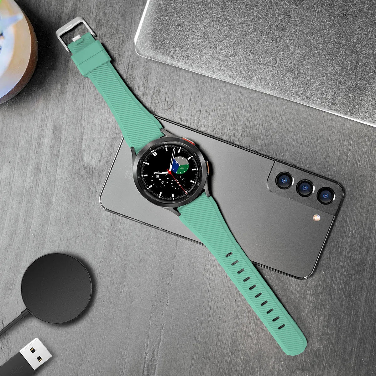 Twill Silicone Strap, aqua, lifestyle photo
