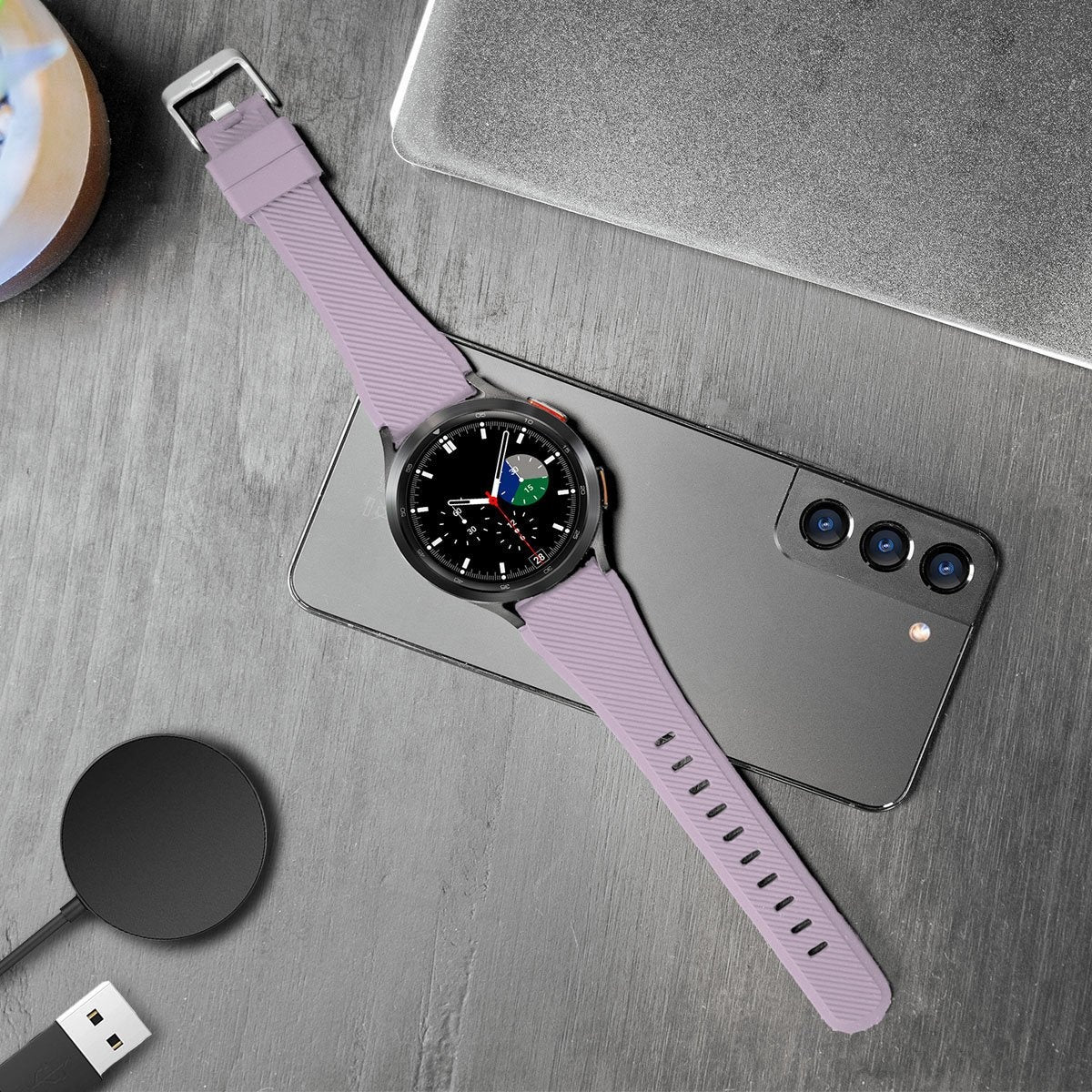 Twill Silicone Strap, lilac, lifestyle photo