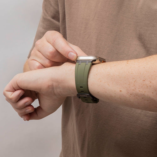 Bandz Apple Watch Ultra Silicone Strap 'Luxe Liquid' (Green with Black)