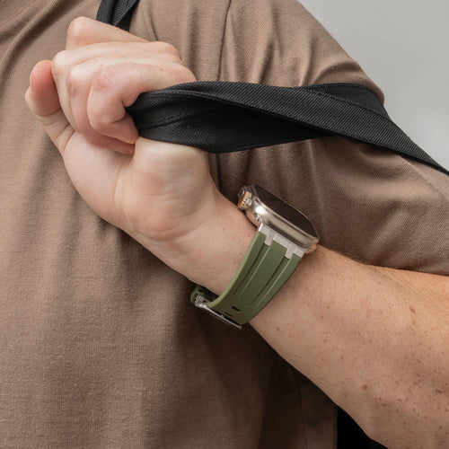 Bandz Correa silicona 'Luxe Liquid' Apple Watch Ultra (verde/titanio)