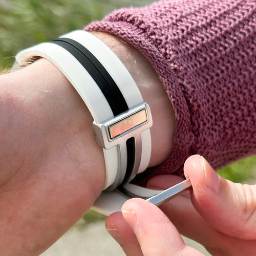 Silicone Magnetic Sport Strap, white/black, lifestyle photo