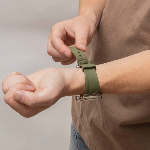 Bandz Correa silicona 'Luxe Liquid' Apple Watch Ultra (verde/plata)