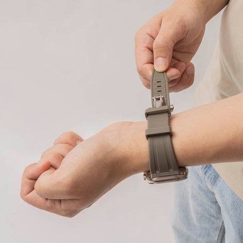 Bandz Apple Watch Ultra Silicone Strap 'Luxe Liquid' (Brown with Silver)
