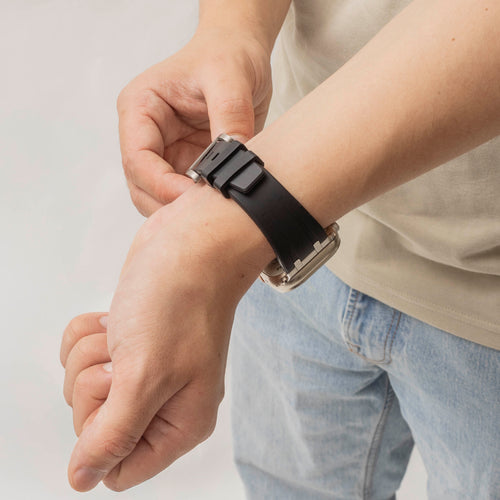Bandz Correa silicona 'Luxe Liquid' Apple Watch Ultra (negro con plata)