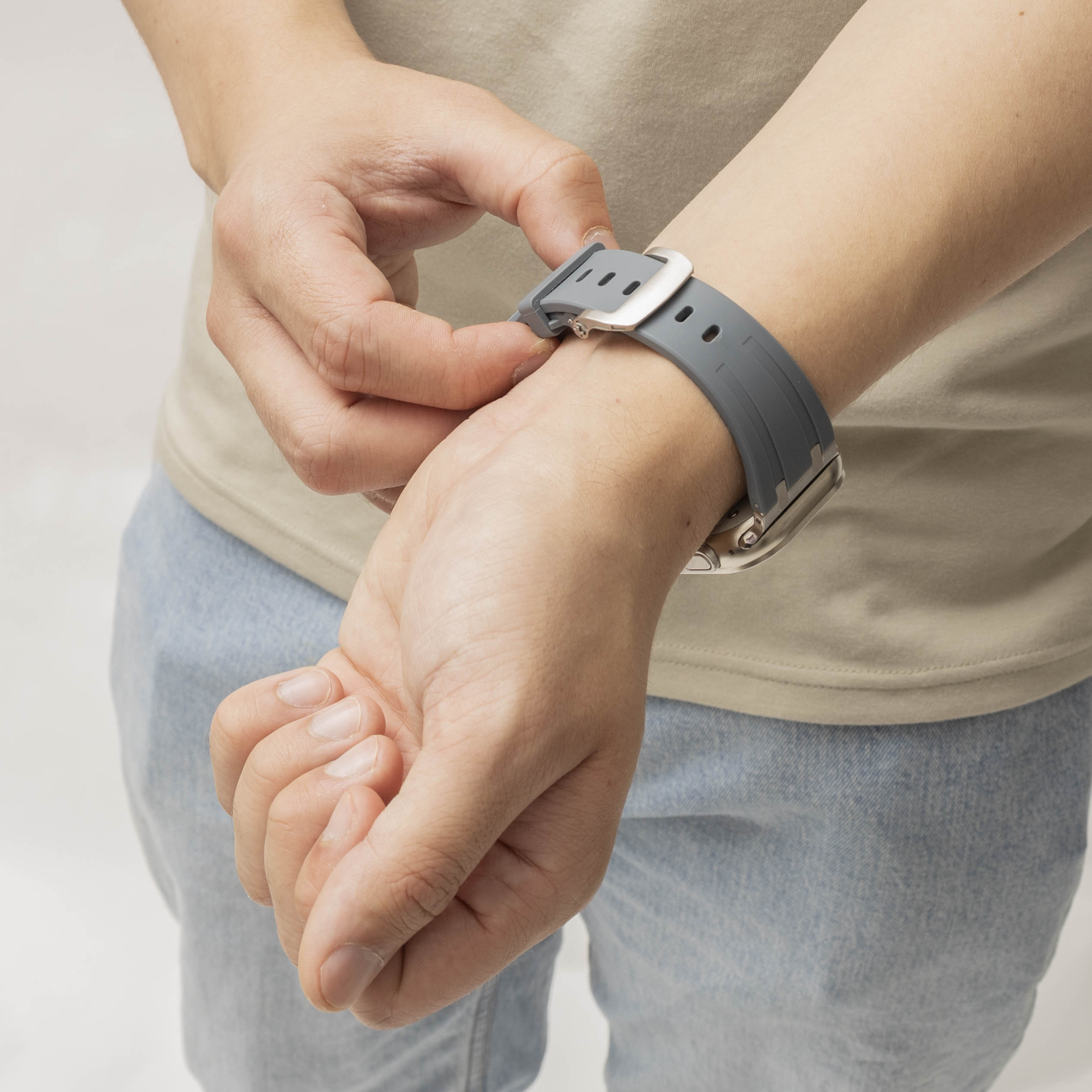 Bandz Apple Watch Ultra Silicone Strap 'Luxe Liquid' (Dark Grey with Silver)
