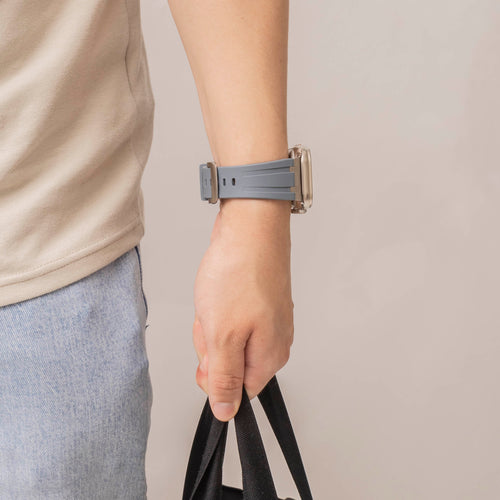 Bandz Apple Watch Ultra Silicone Strap 'Luxe Liquid' (Dark Grey with Silver)