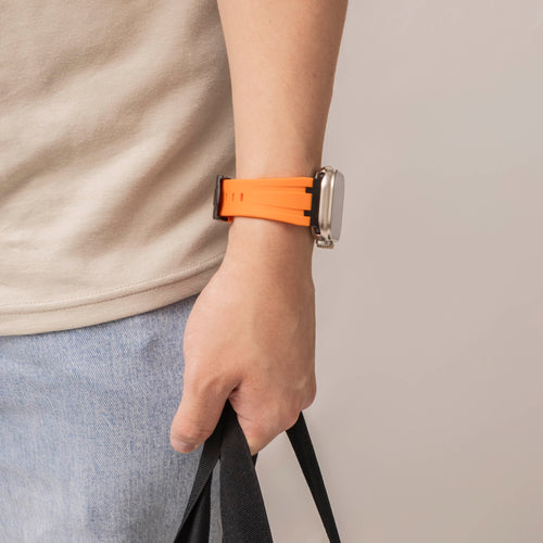 Apple Watch Ultra Luxury Liquid Silicone Strap (Orange/Black)