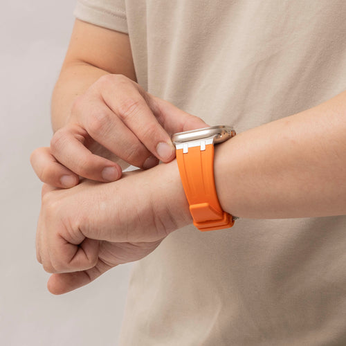 Apple Watch Ultra Luxury Liquid Silicone Strap (Orange/Titanium)