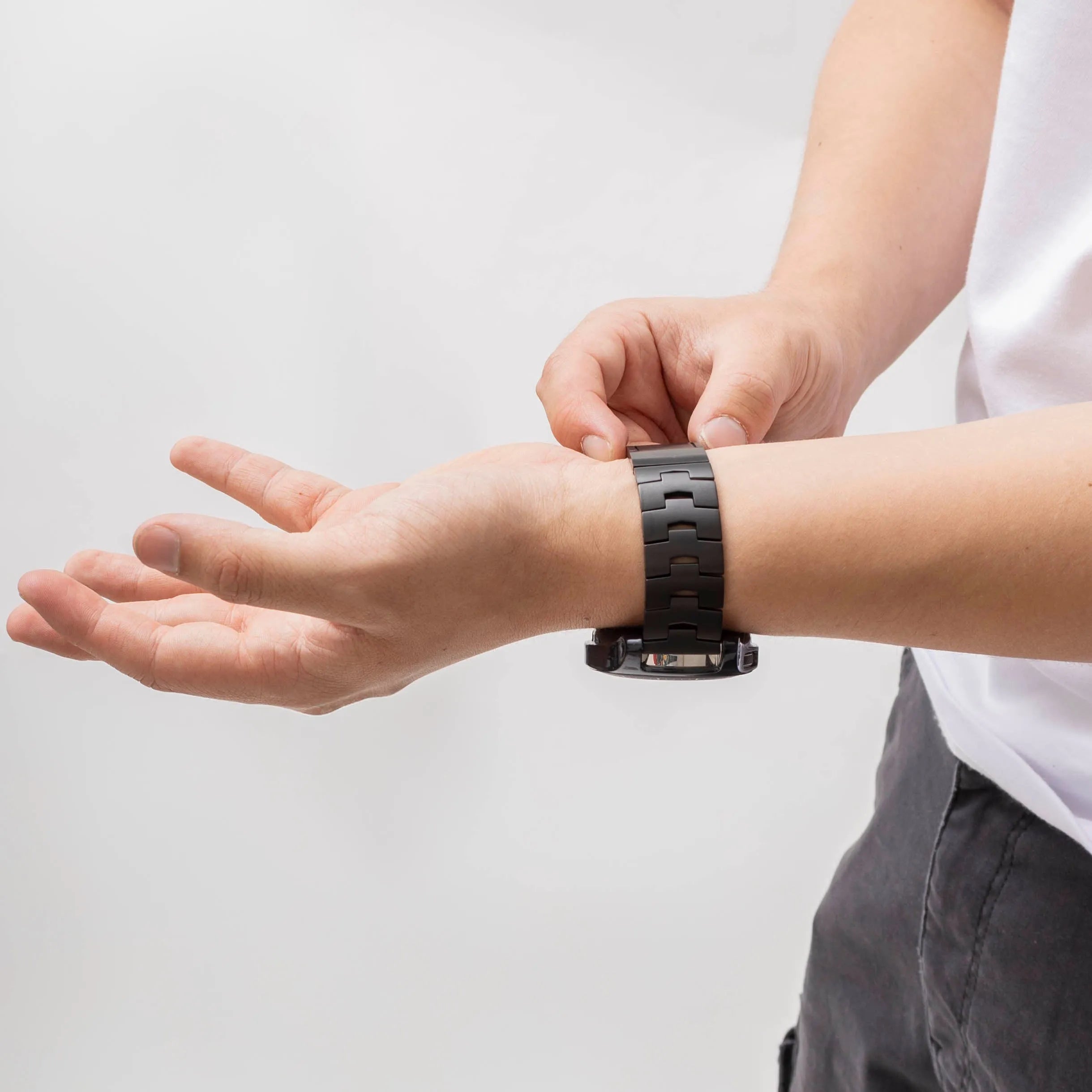 Correa titanio granulado Oppo Watch X2 - cierre plano (negro)