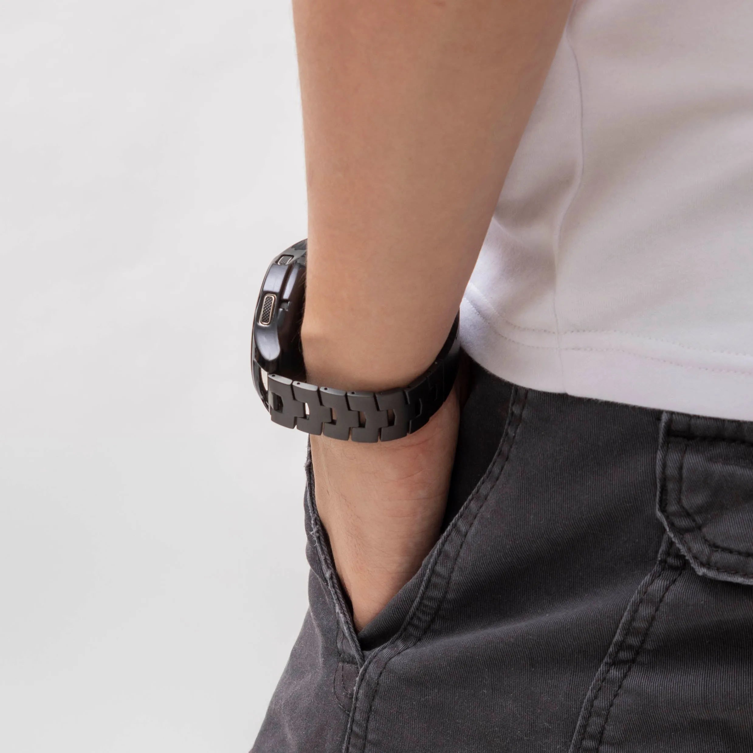 Correa titanio granulado Oppo Watch X2 - cierre plano (negro)