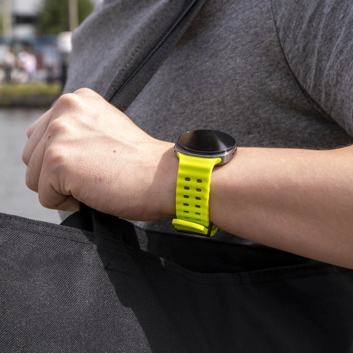 Silicone Ocean Strap, lime, lifestyle photo