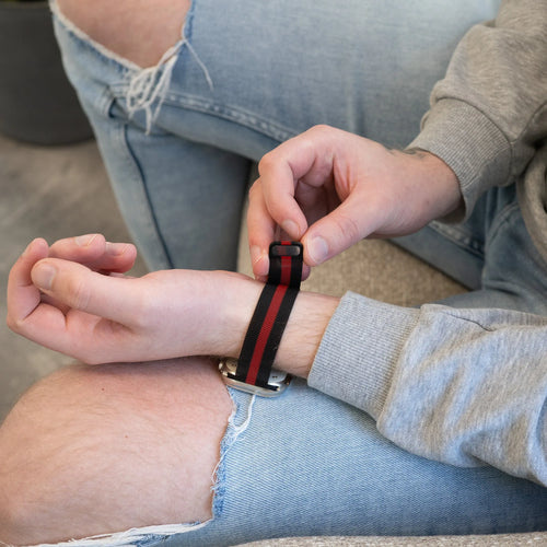 Milanese Strap, black/red, lifestyle photo