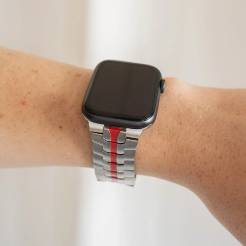 Steel Iron Strap, silver/red, lifestyle photo