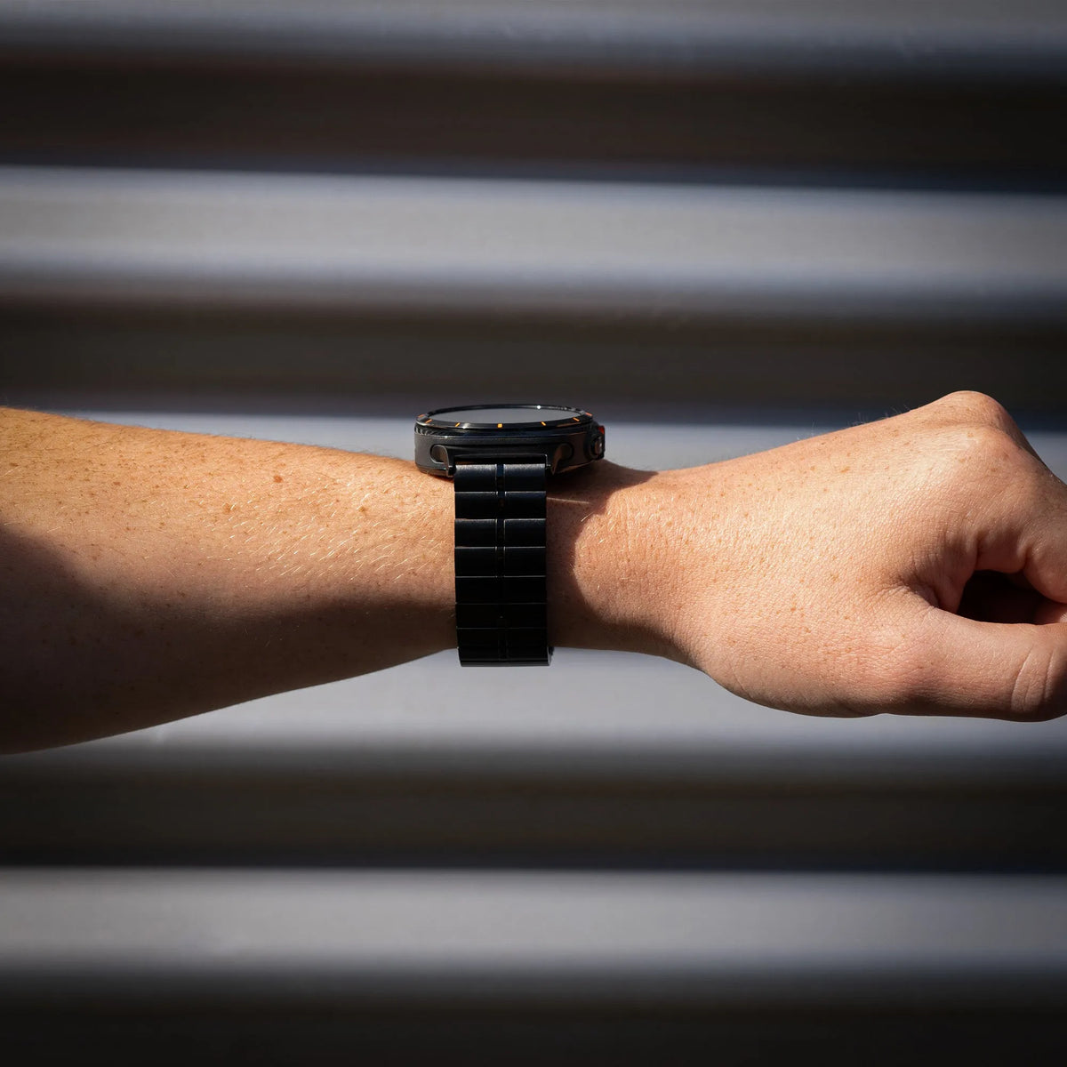 Premium Metal Strap, black, lifestyle photo